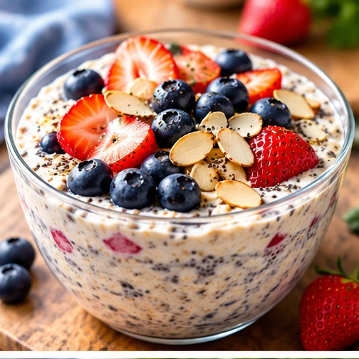 Berry overnight oats in a bowl