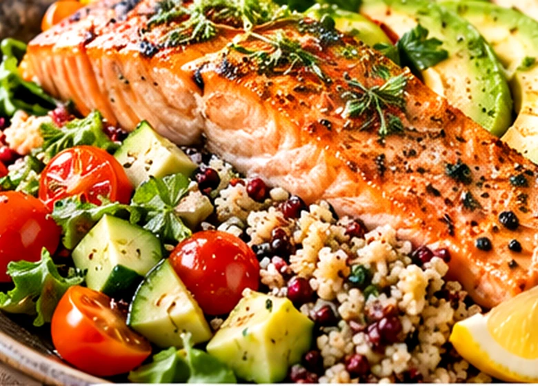 Salmon and vegetable bowl